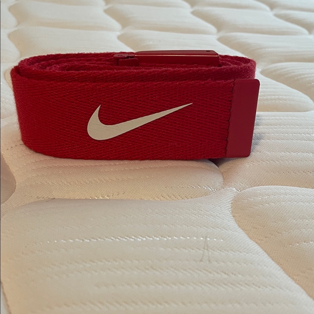 Nike Men's Red Belt with White Swoosh